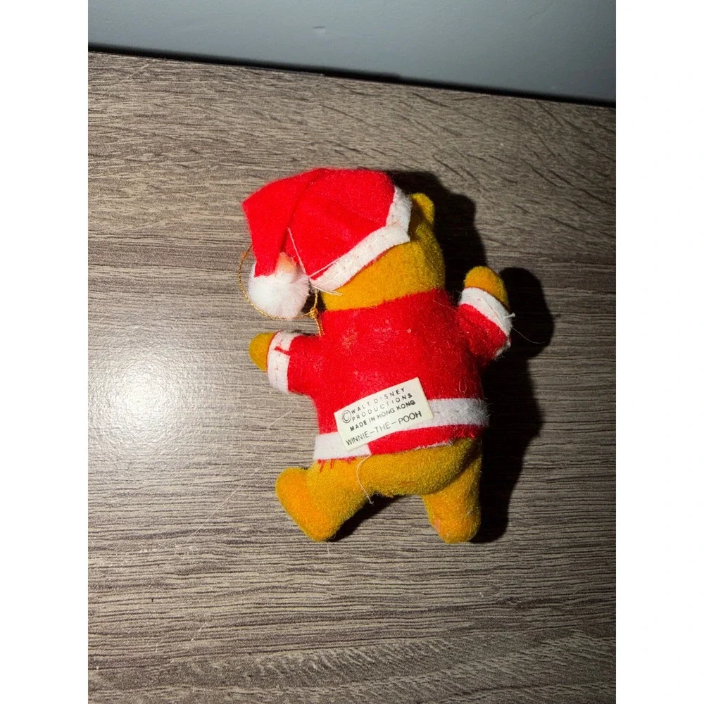 Vintage Disney Winnie the Pooh Christmas Ornament Santa Suit Flocked 3.5 Inch